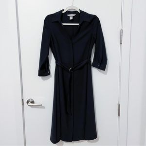Navy belted shirt dress